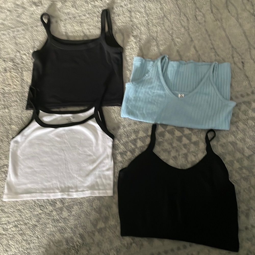 Crop tops and blue longer top
